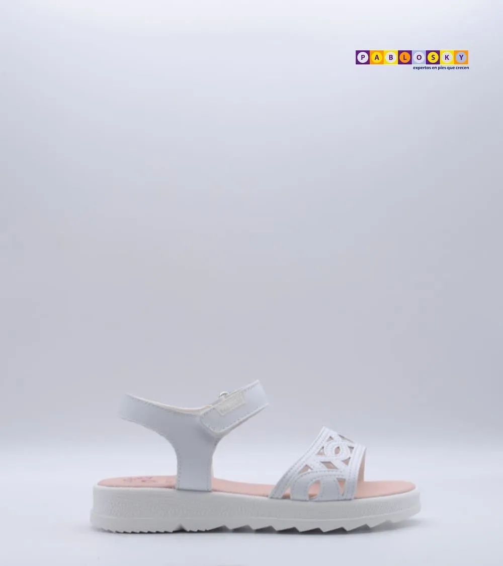 SANDALIA PABLOSKY NIÑA CRUZADO BLANCO VELCRO