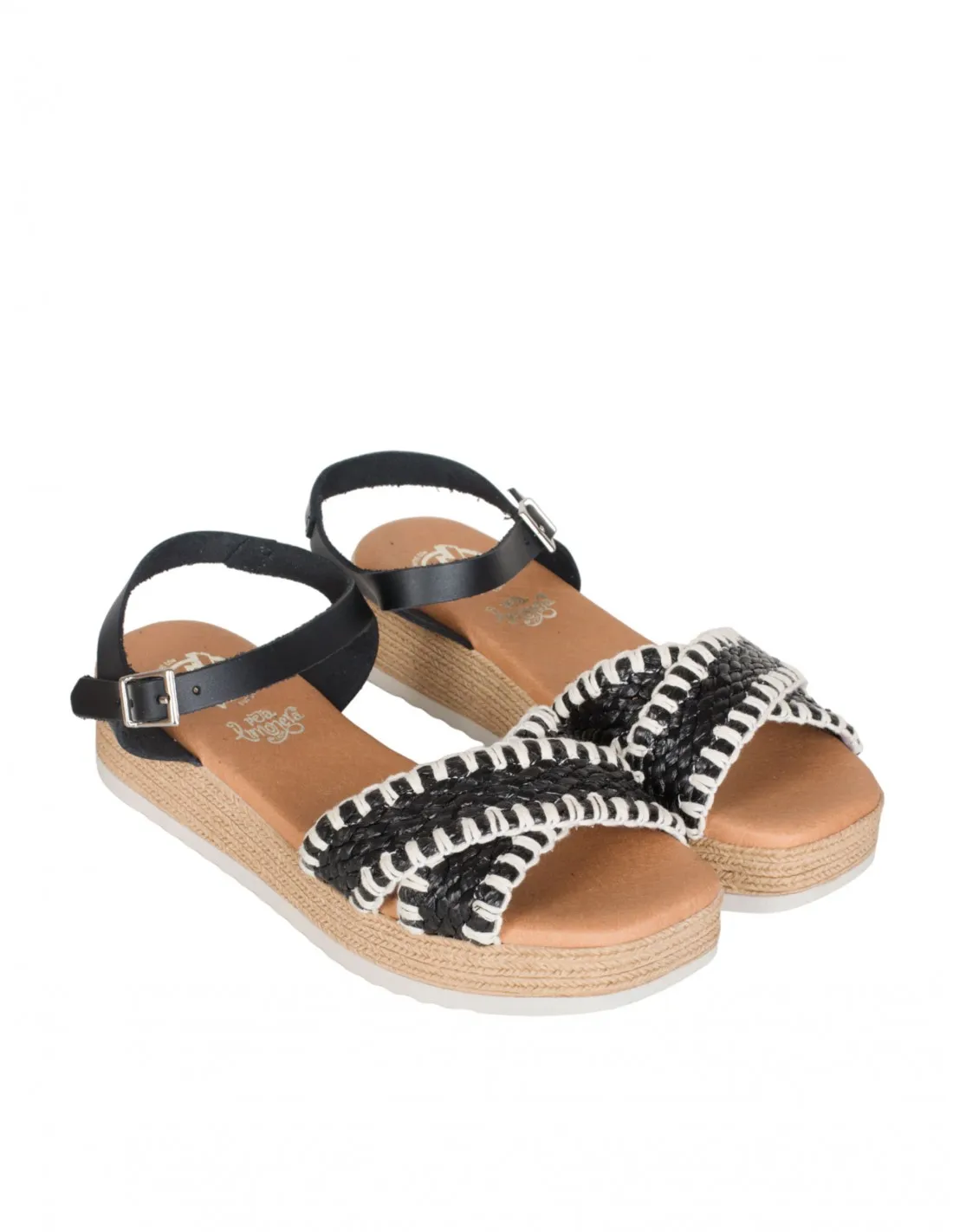 Sandalias Cuña Baja Negras PERA LIMONERA