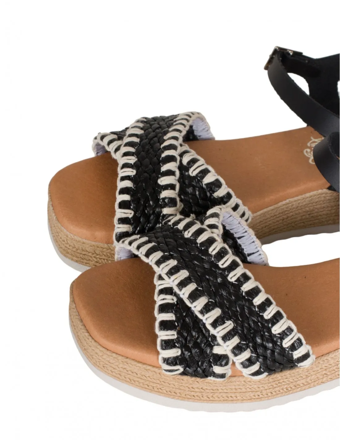 Sandalias Cuña Baja Negras PERA LIMONERA