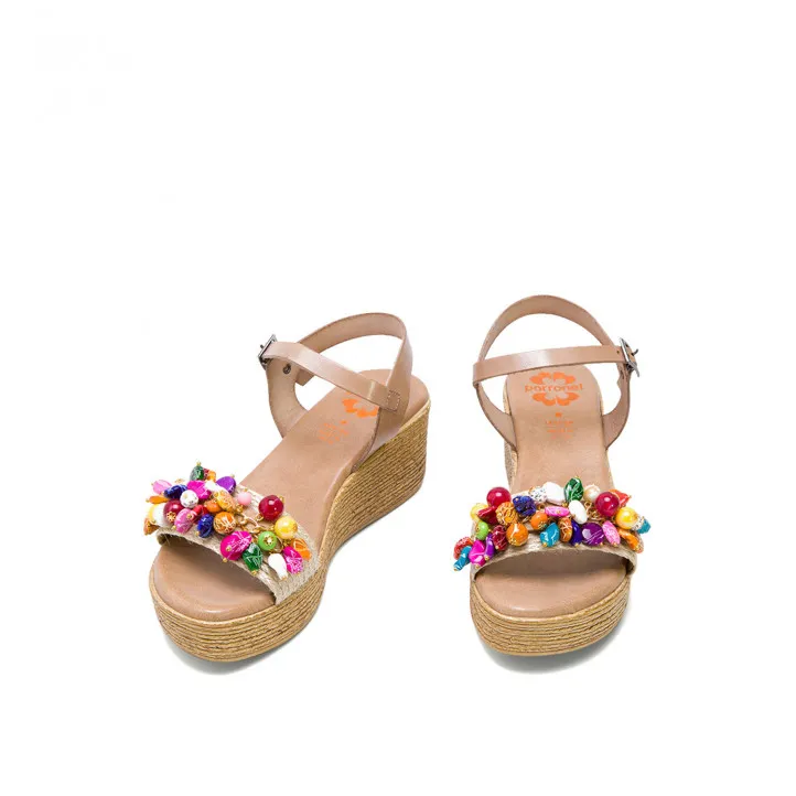 Sandalias cuña Porronet CON ABALORIOS TAUPE COLORES IRATI
