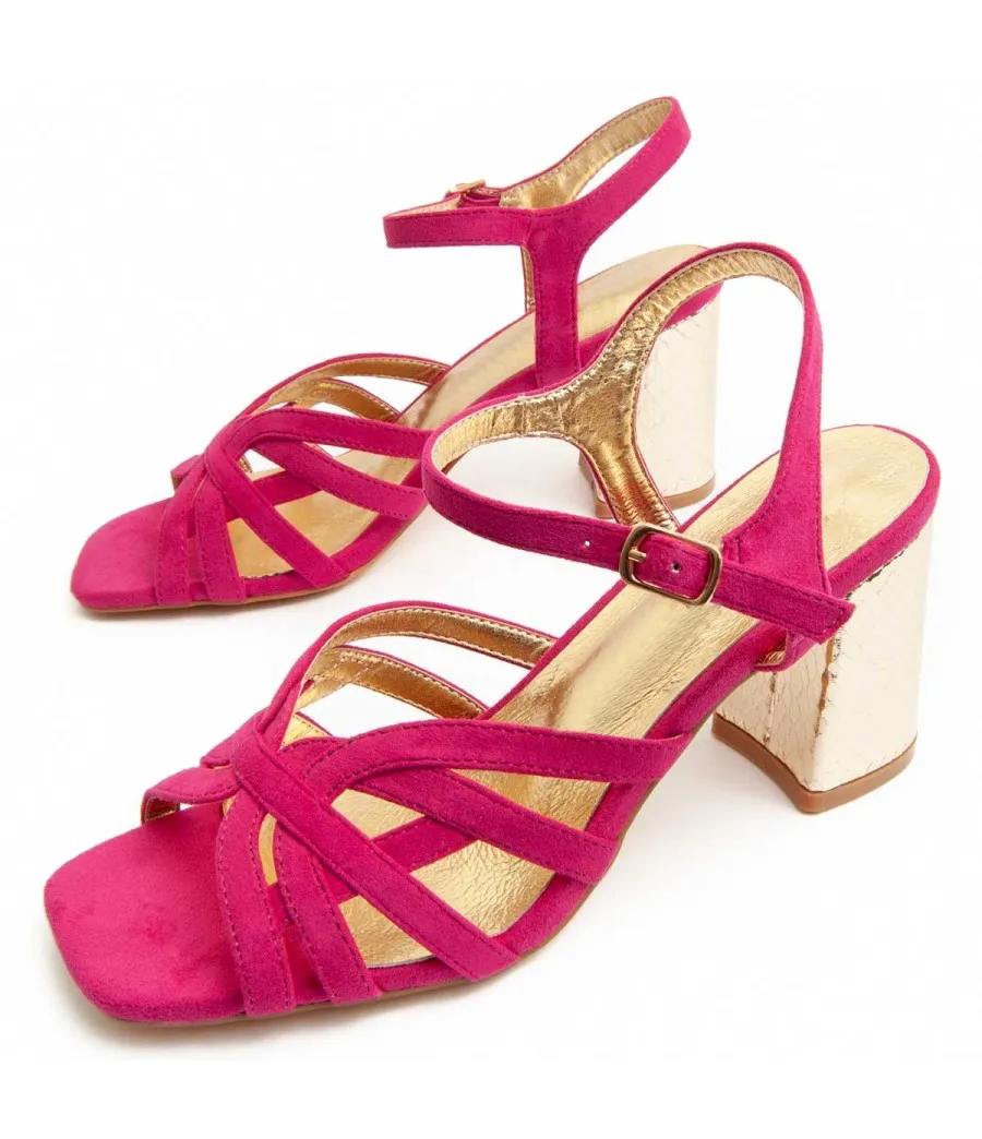SandSandalia Con Tacon Para Mujer.  Montevita  Sanndal25  91757 Fuxia