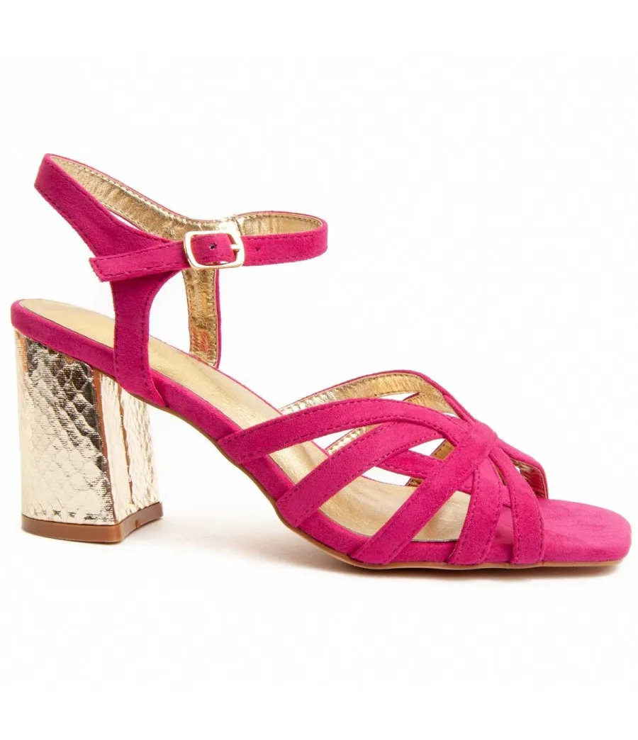 SandSandalia Con Tacon Para Mujer.  Montevita  Sanndal25  91757 Fuxia