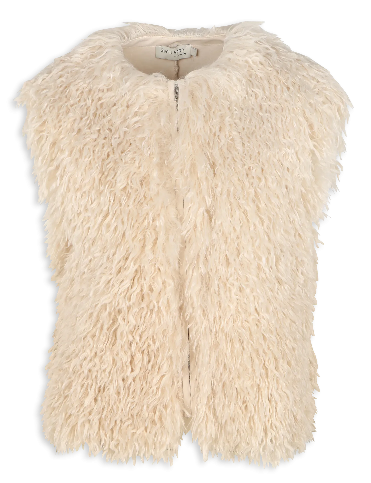SEE U SOON Chaqueta sin mangas con efecto de pelo en blanco
