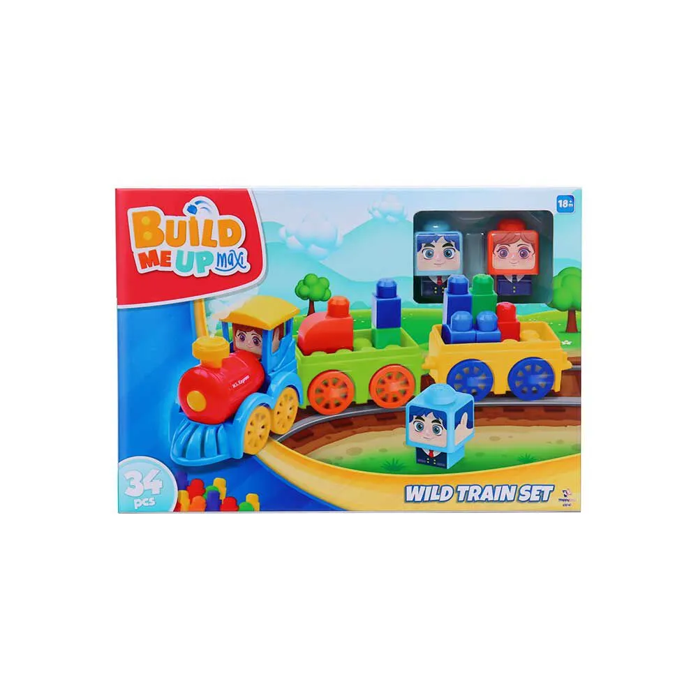 Set de Bloques Maxi Tren con 2 Figuras 34 Piezas Build Me Up