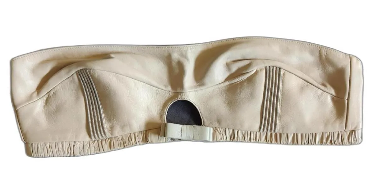 SG Diadema coleccionista de cuero Agnelle x Princesse Tam Tam T3 nueva Beige 