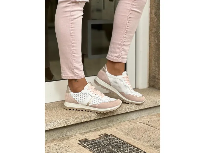 SNEAKERS DE PIEL COMBINADO PARA MUJER 1659933 IGI&CO EN COLOR BEIGENUDE