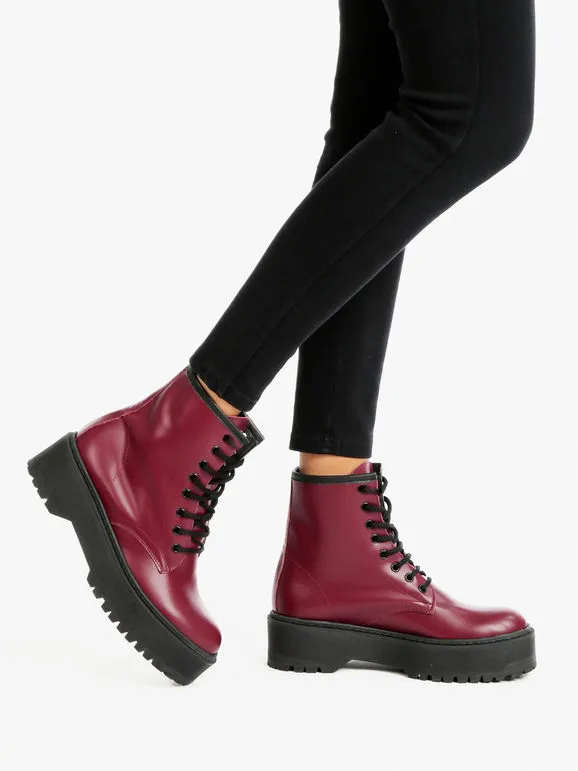 Solada Botas combat mujer de piel con plataforma