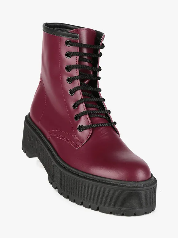 Solada Botas combat mujer de piel con plataforma