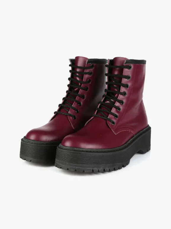 Solada Botas combat mujer de piel con plataforma