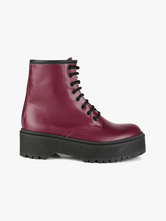 Solada Botas combat mujer de piel con plataforma
