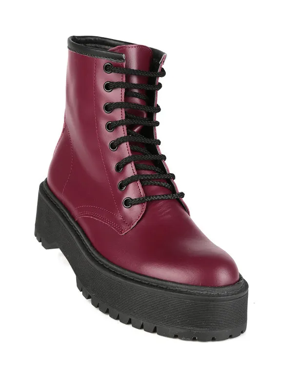Solada Botas combat mujer de piel con plataforma