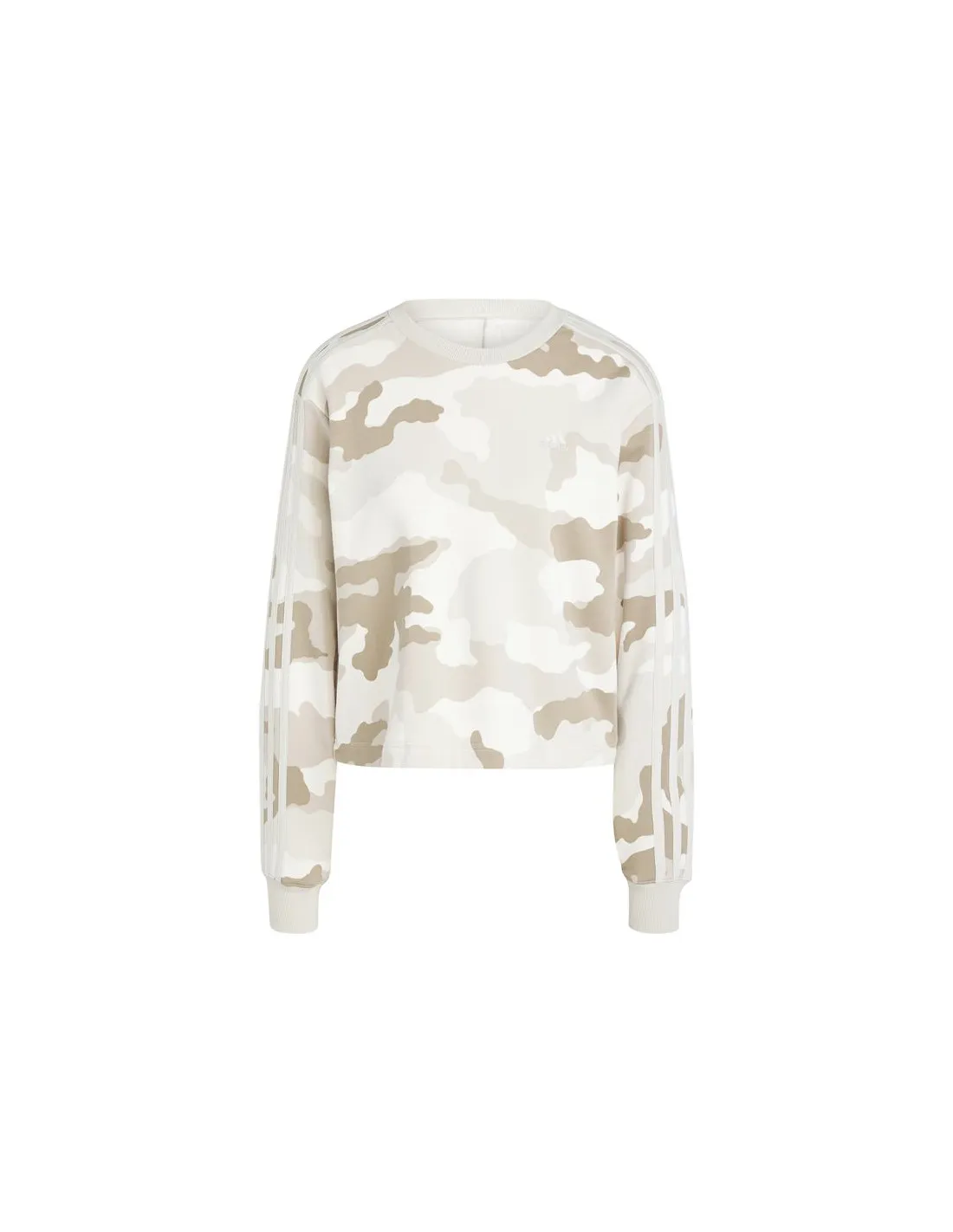 Sudadera adidas Essentials 3 Bandas Camo Print Cropped Mujer Beige