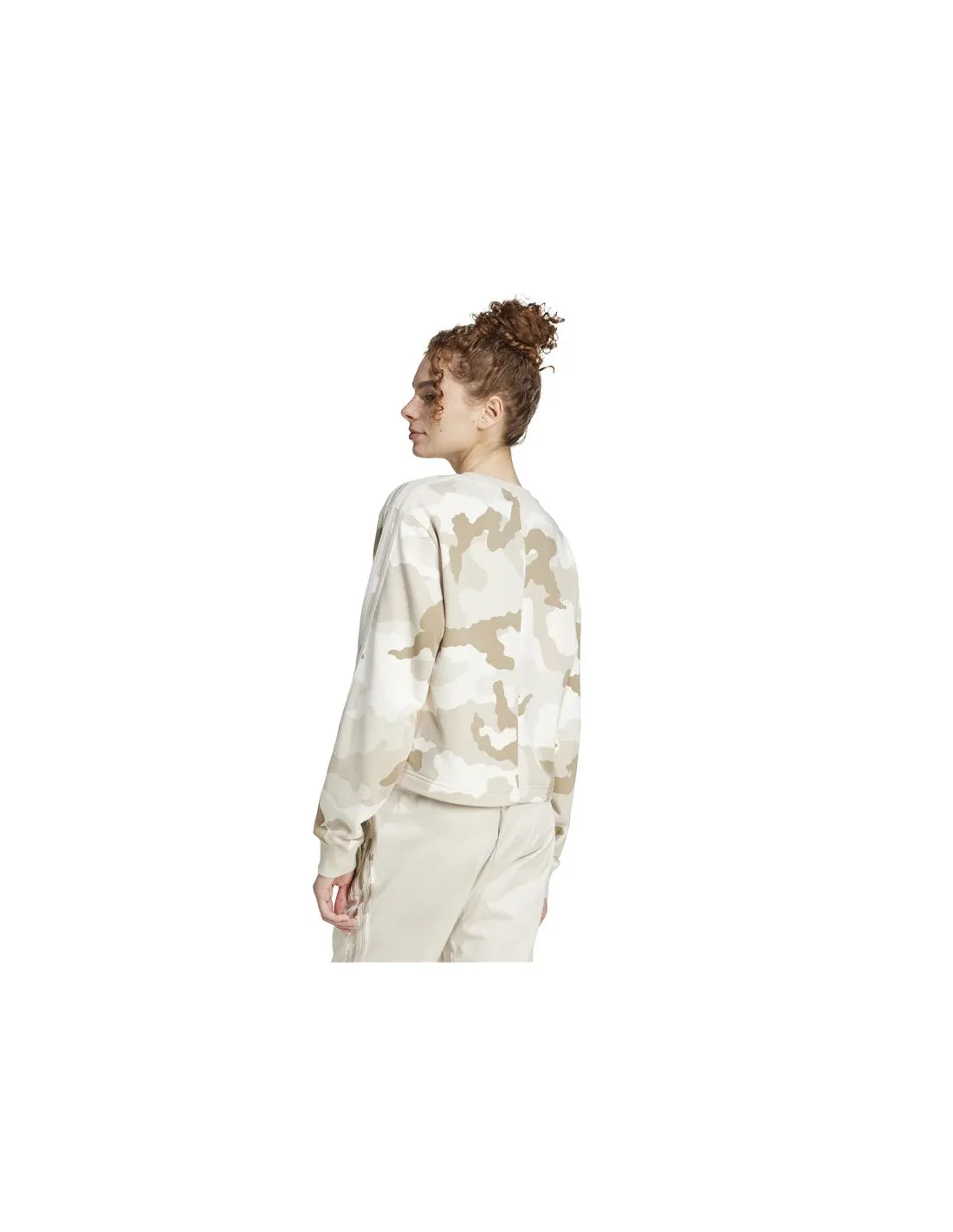 Sudadera adidas Essentials 3 Bandas Camo Print Cropped Mujer Beige