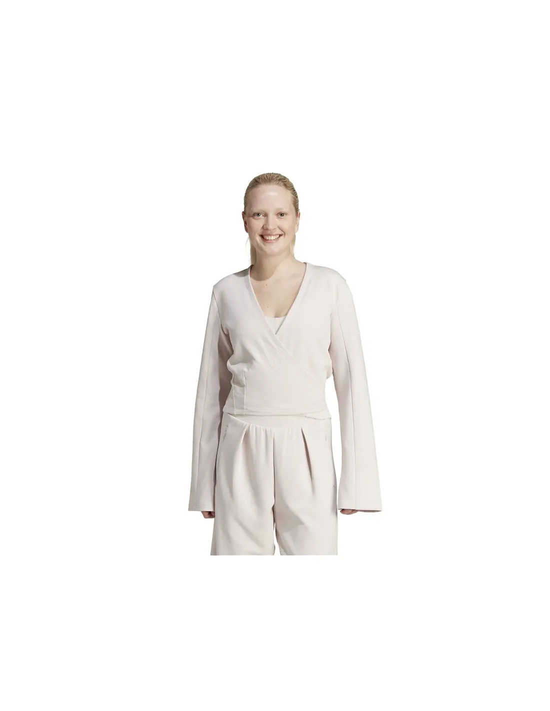 SUDADERA DE FITNESS ADIDAS ESSENTIALS YOGA COVERUP MUJER BEIGE