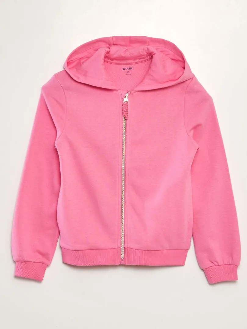 SUDADERA LISA CON CAPUCHA  ROSA