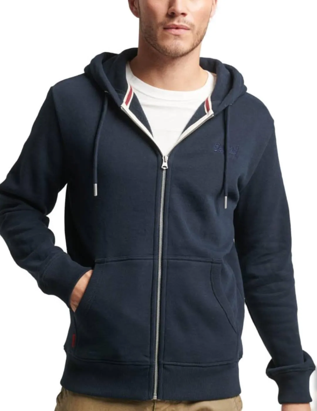 Sudadera Superdry Essenital marino con cremallera de hombre