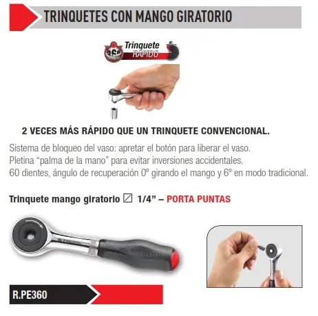 TRINQUETE PORTA PUNTAS 1/4 MANGO 360 FACOM R.PE360