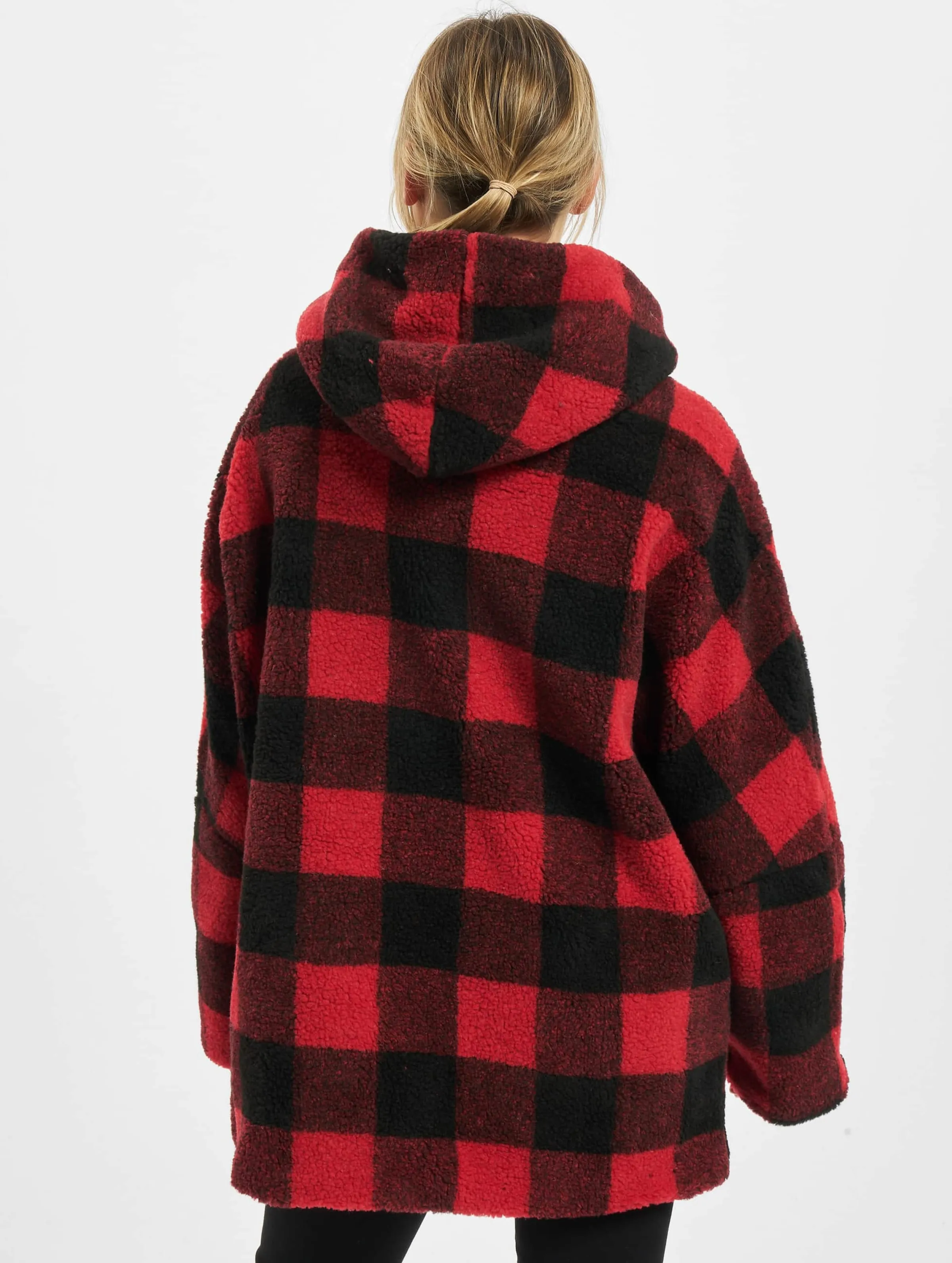 Urban Classics Ladies Hooded Oversized Check Sherpa