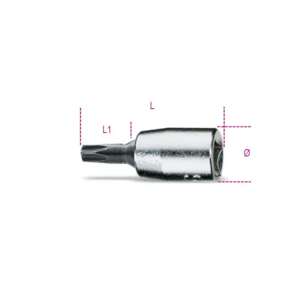 Vaso de 1/4" con punta Torx®, cromado