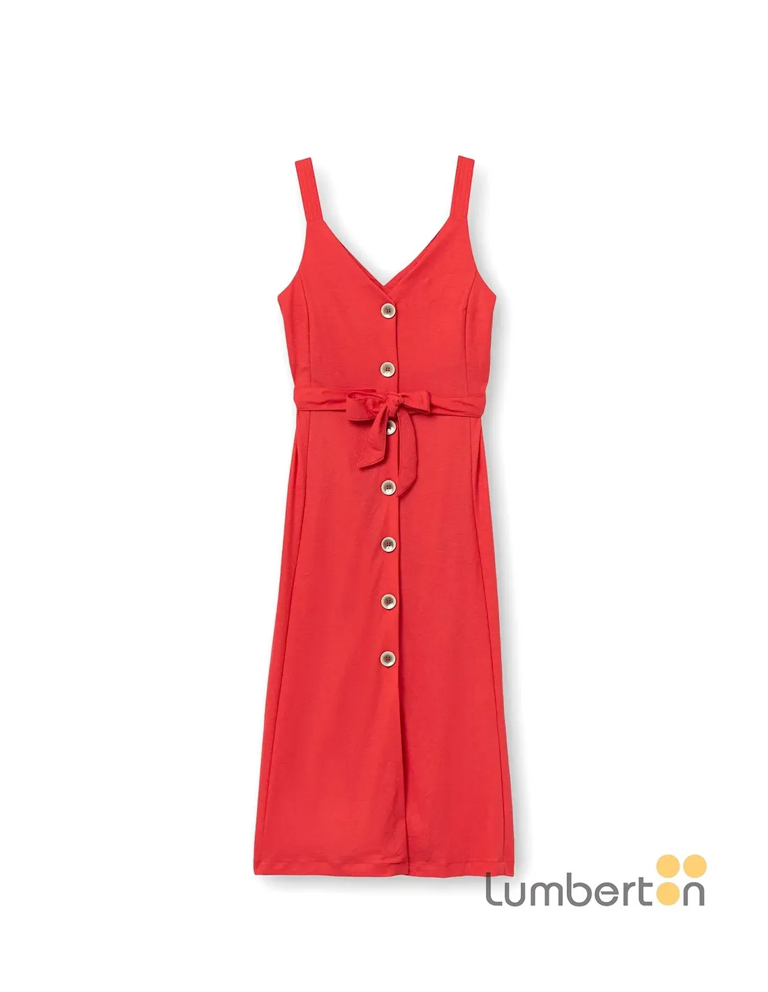 Vestido largo abotonado rojo SHARAR