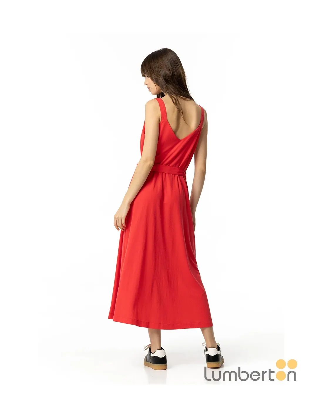Vestido largo abotonado rojo SHARAR