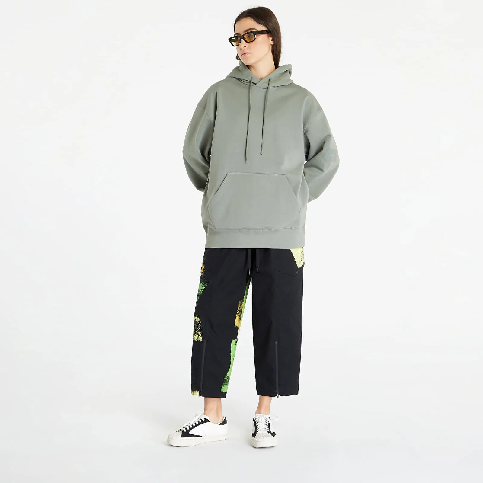 Y3 ORGANIC COTTON TERRY HOODIE UNISEX STONE GREEN
