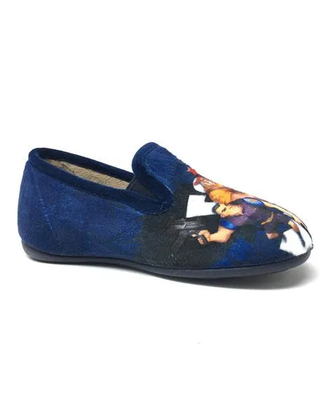 zapatilla de casa cerrada azul