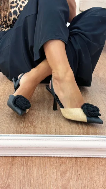 Zapato salón rafia bicolor
