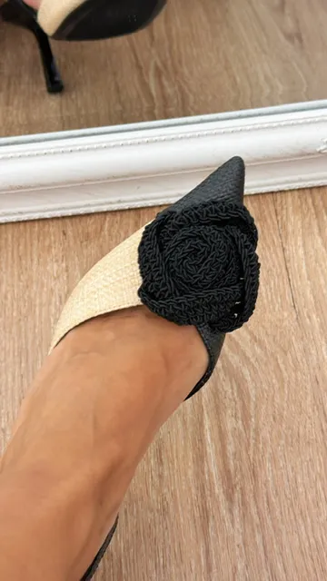 Zapato salón rafia bicolor