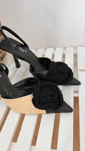 Zapato salón rafia bicolor