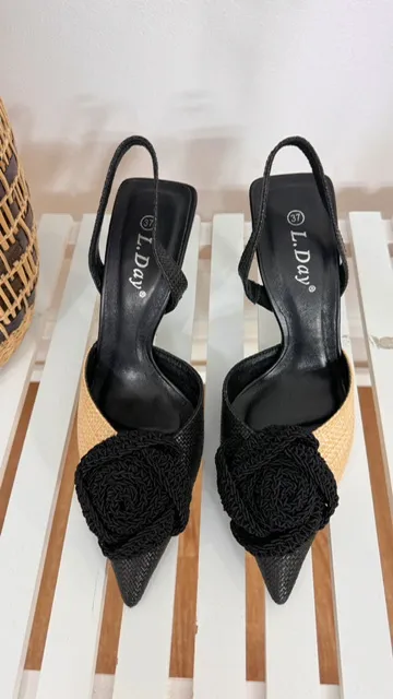 Zapato salón rafia bicolor