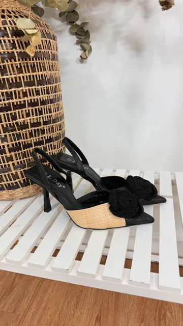 Zapato salón rafia bicolor
