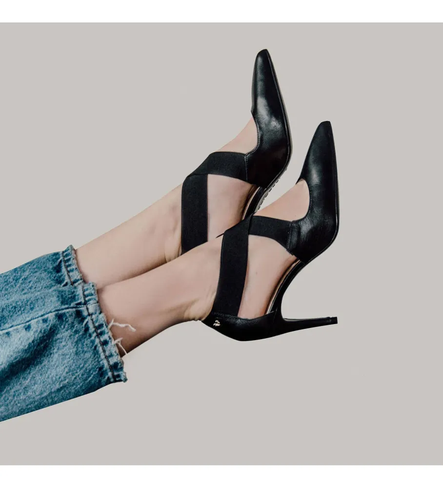 ZAPATOS DE PIEL THELMA NEGRO ALTURA TACóN 8,5CM