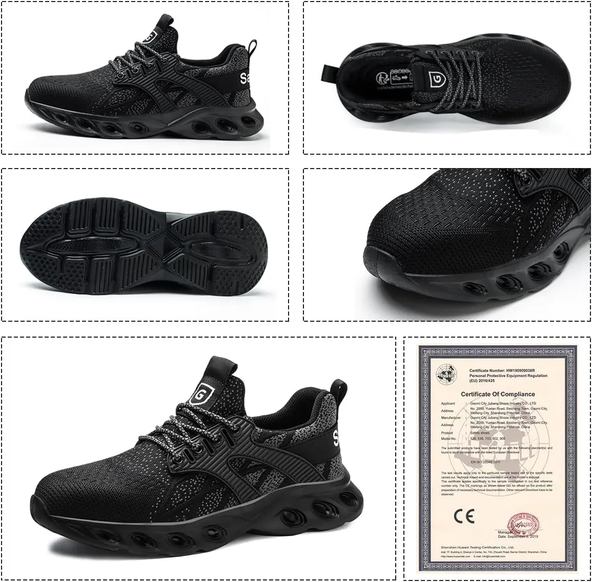 Zapatos de Seguridad para Hombre Mujer Zapatillas de Trabajo Ligero Comodo Calzado de Seguridad con Punteras de Acero Transpirab