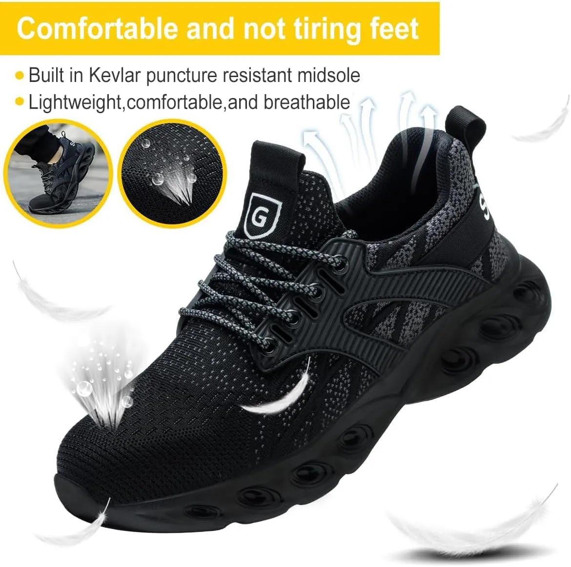 Zapatos de Seguridad para Hombre Mujer Zapatillas de Trabajo Ligero Comodo Calzado de Seguridad con Punteras de Acero Transpirab