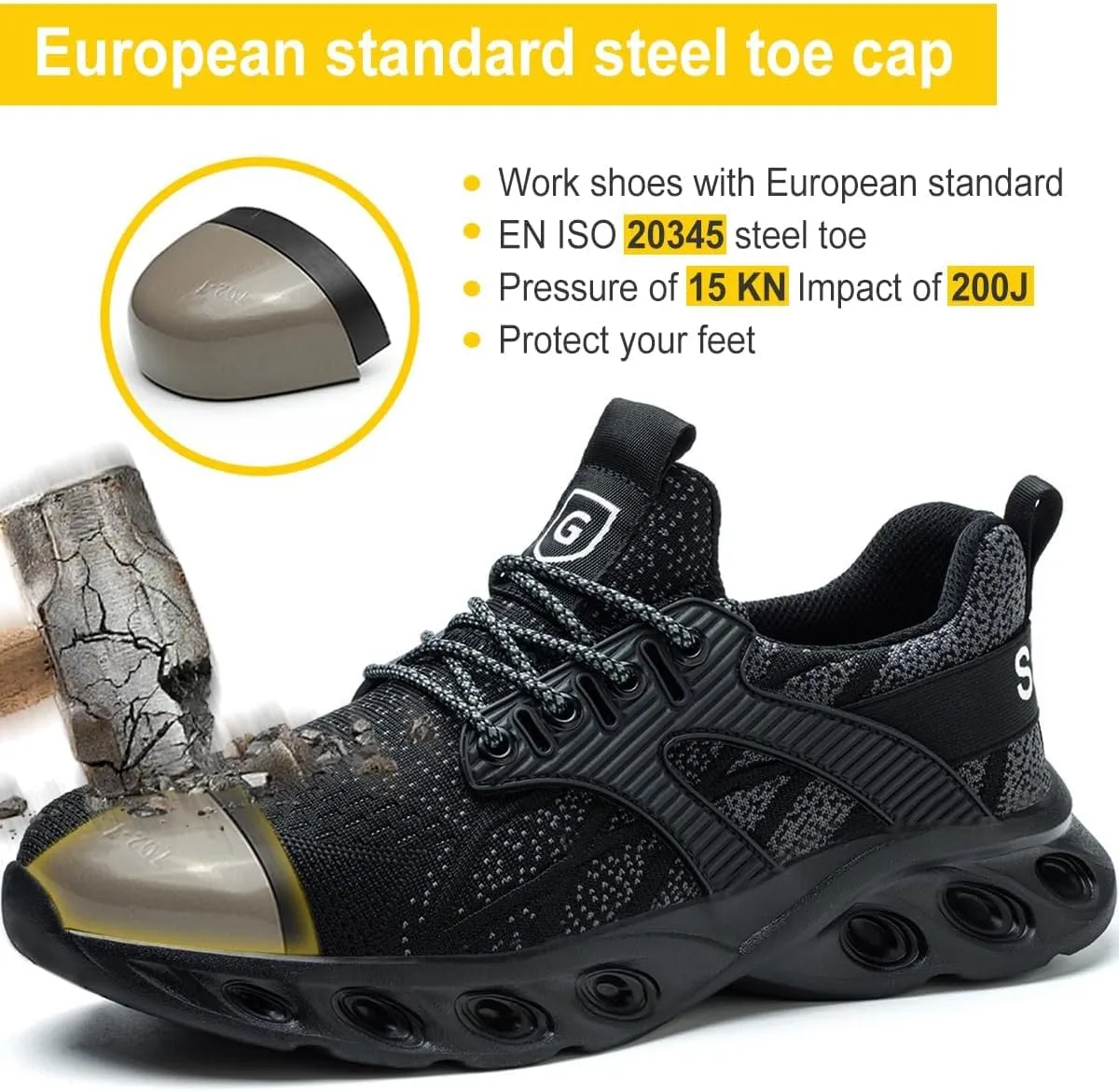 Zapatos de Seguridad para Hombre Mujer Zapatillas de Trabajo Ligero Comodo Calzado de Seguridad con Punteras de Acero Transpirab
