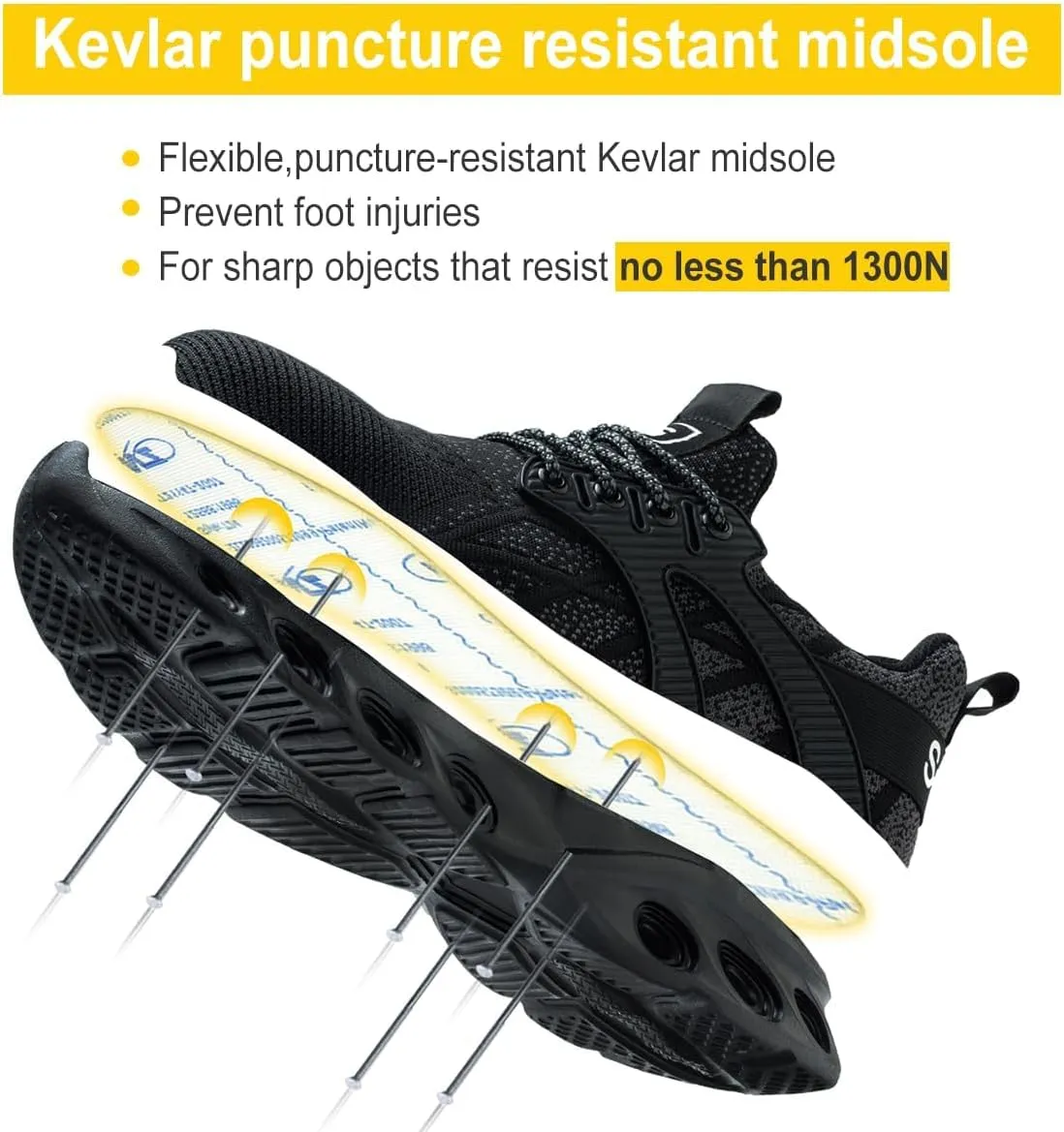Zapatos de Seguridad para Hombre Mujer Zapatillas de Trabajo Ligero Comodo Calzado de Seguridad con Punteras de Acero Transpirab